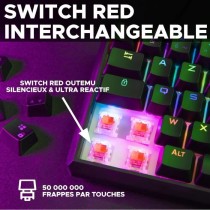 Clavier Gamer - The G-Lab - KEYZ THALLIUM TKL - Mécanique (Switch Rouge) - Hot Swappable - RGB - Filaire - Azerty - Noir