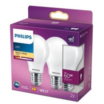 PHILIPS LED Classic 60W Standard E27 Blanc Chaud Non Dimmable Lot de 2