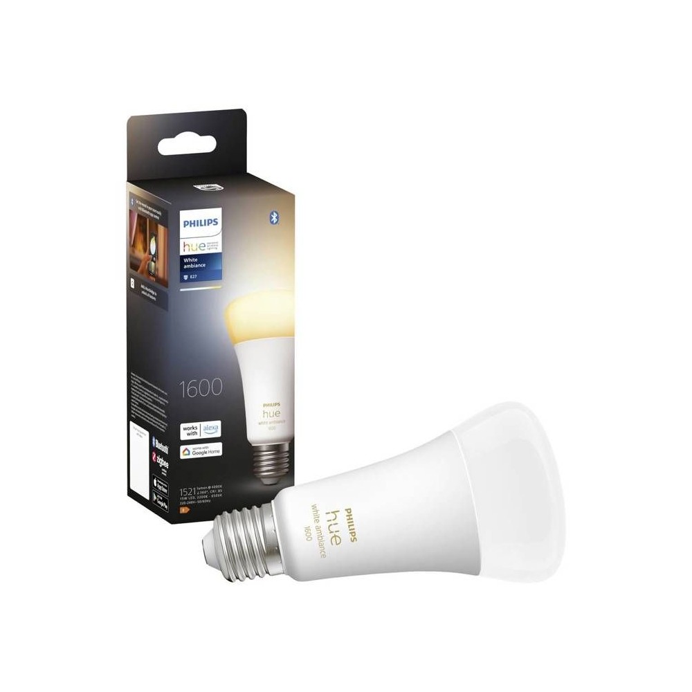 Philips Hue White Ambiance, ampoule LED connectée E27, Equivalent 100