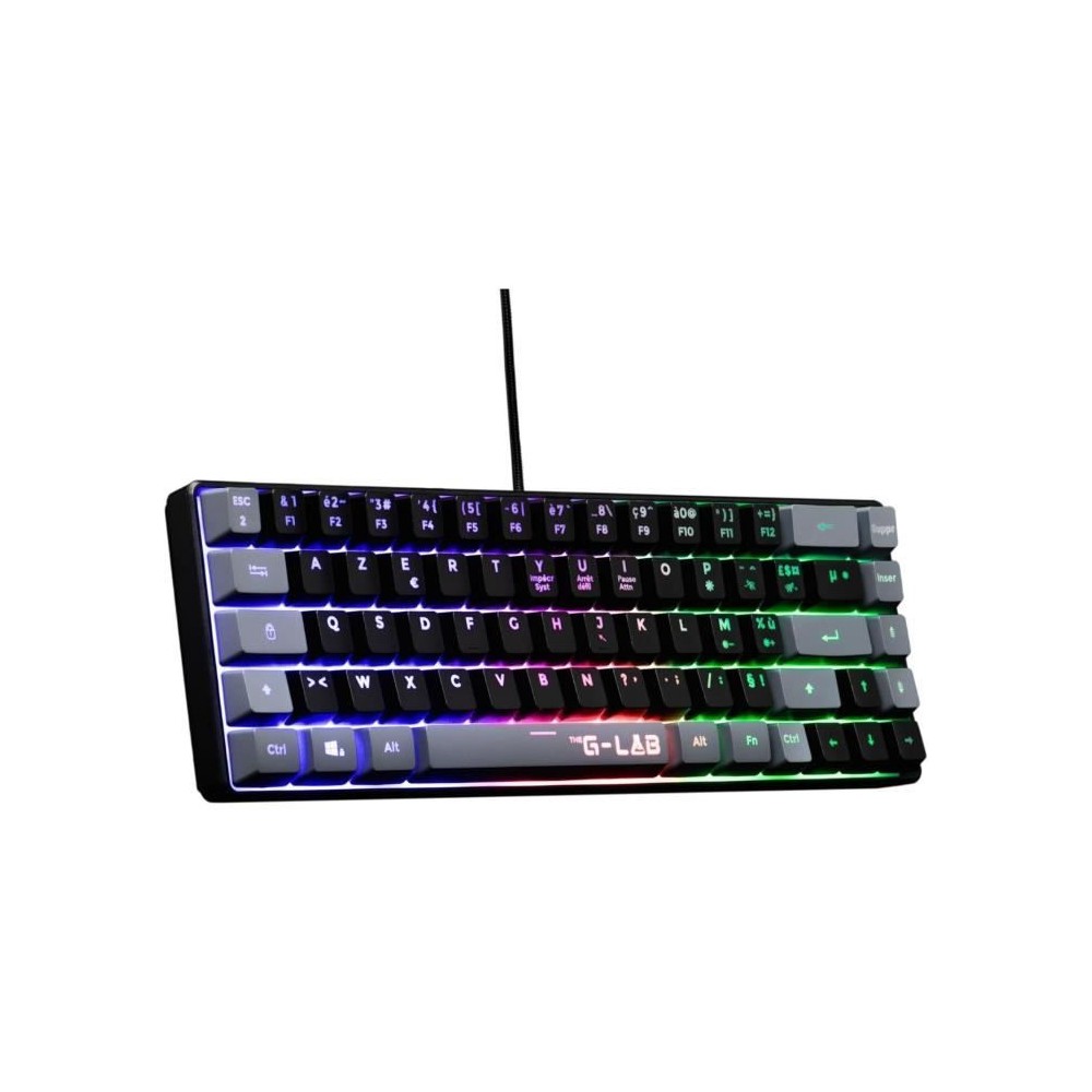 Clavier Gamer - The G-Lab - KEYZ HYDROGEN - 60% Format Compact - Rétroéclairé - Filaire - Noir/Gris