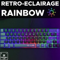 Clavier Gamer - The G-Lab - KEYZ HYDROGEN - 60% Format Compact - Rétroéclairé - Filaire - Noir/Gris