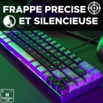 Clavier Gamer - The G-Lab - KEYZ HYDROGEN - 60% Format Compact - Rétroéclairé - Filaire - Noir/Gris