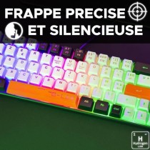 Clavier Gamer - The G-Lab - KEYZ HYDROGEN - 60% Format Compact - Rétroéclairé - Filaire - Noir/Blanc/Orange