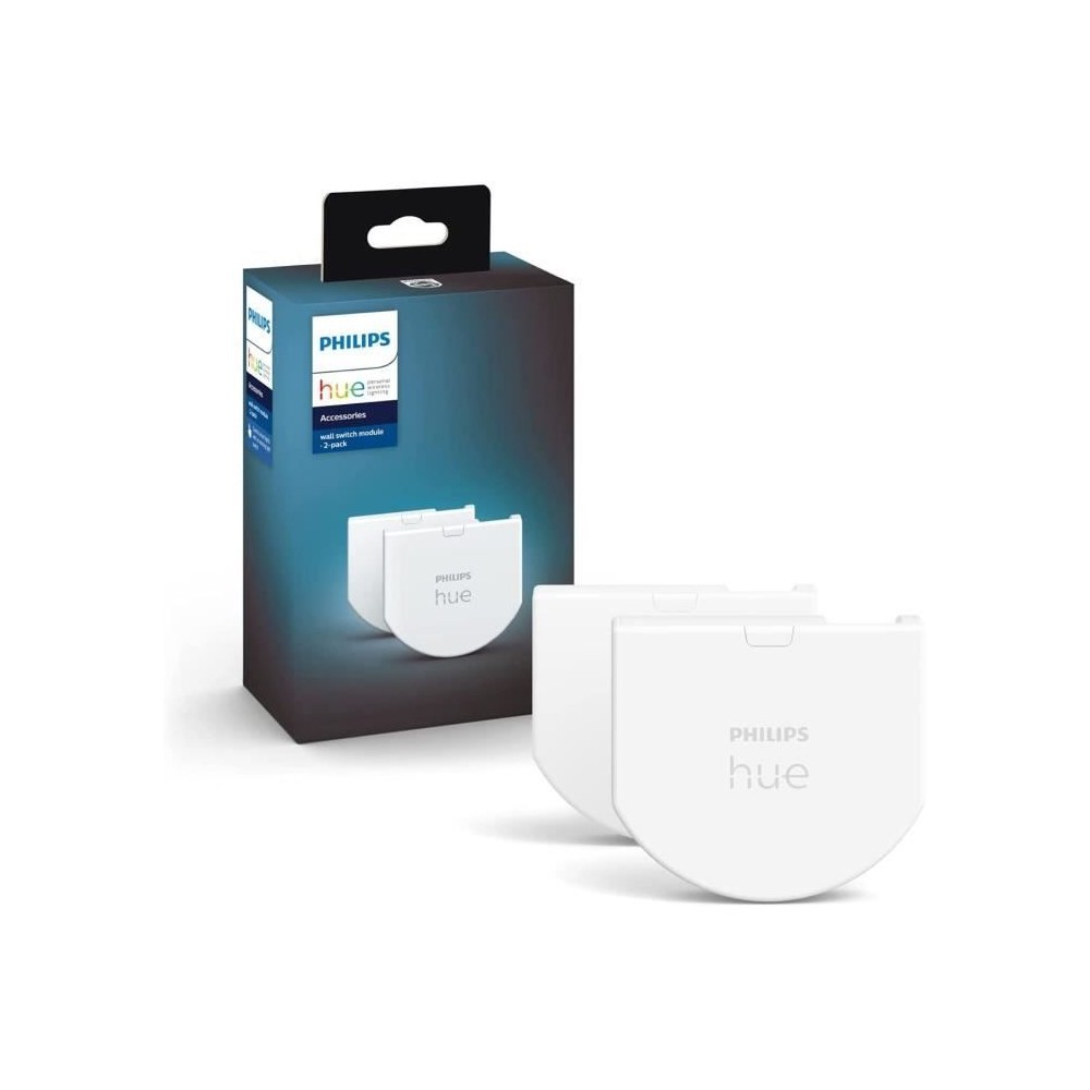 Philips Hue Module d'interrupteur mural, Pack de 2, Blanc, fonctionne