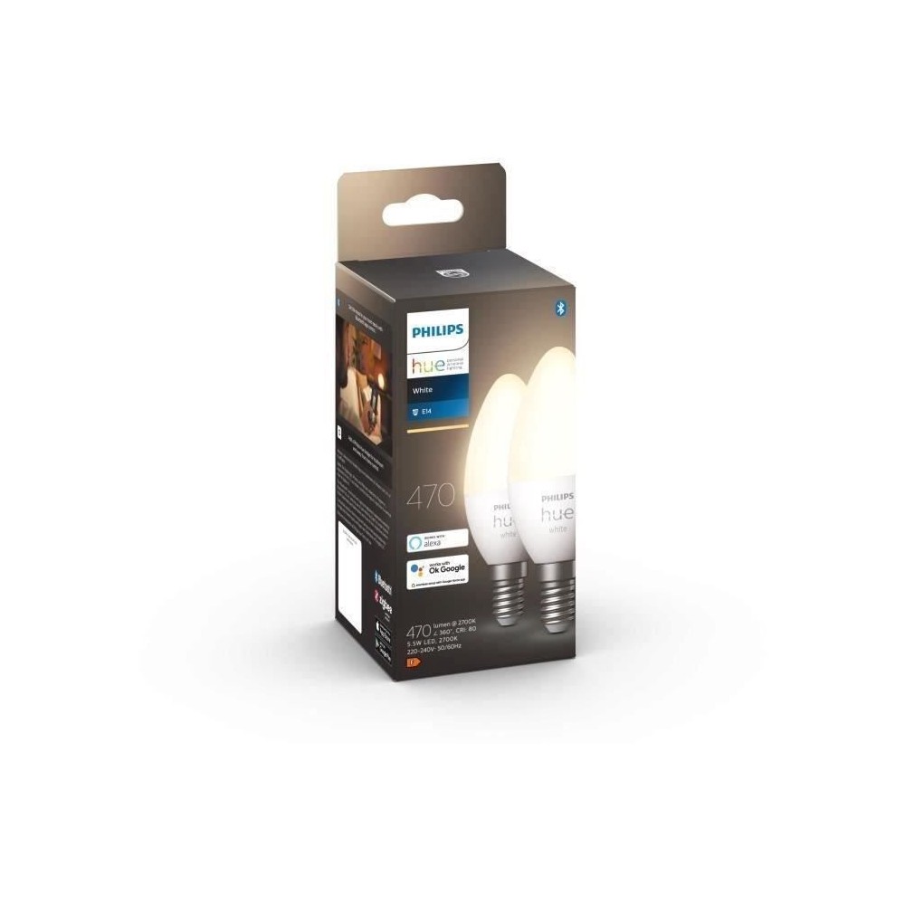 Ampoules connectées Philips Hue HW 5.5W E14 x2