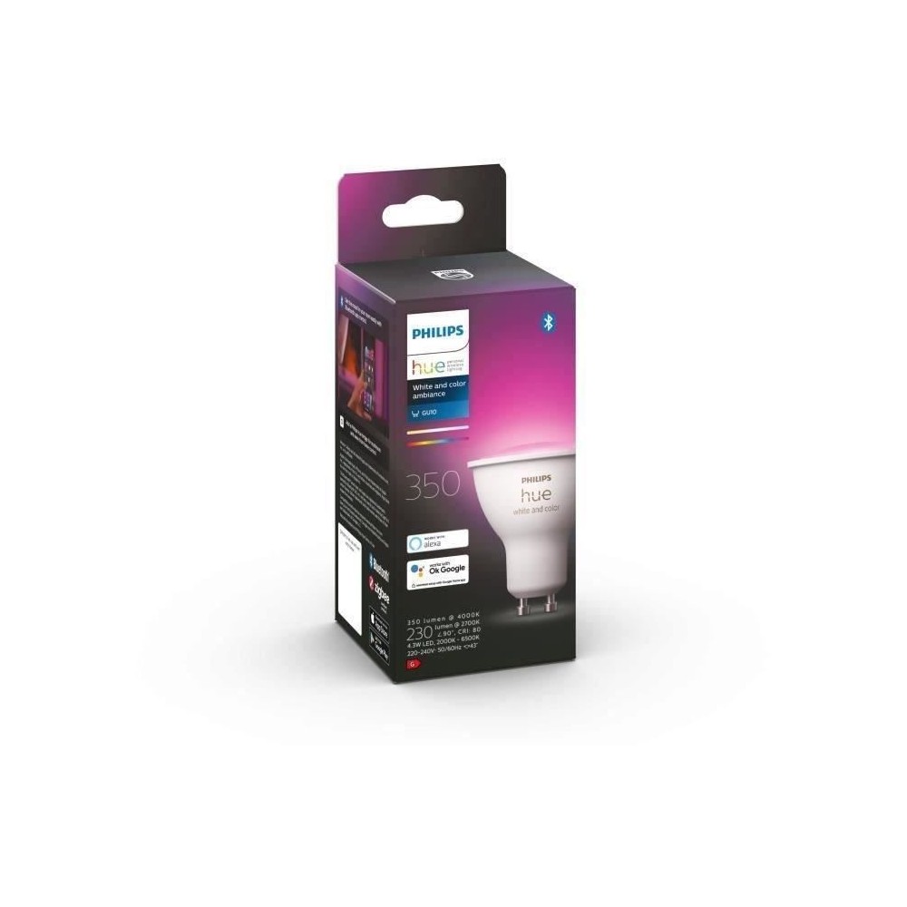 PHILIPS Hue Connectée White & Color Ambiance - Ampoule LED GU10 - Com