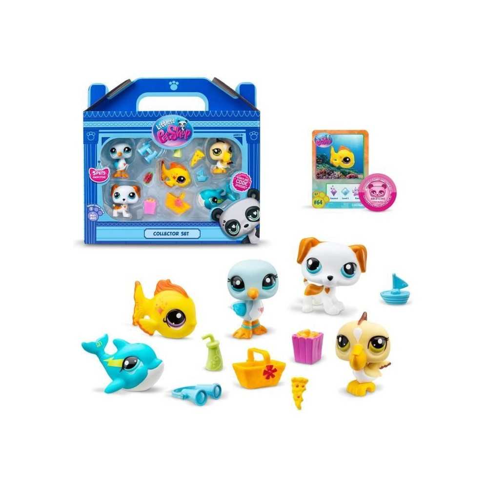 BANDAI - Littlest Pet Shop - Collector Set Theme Plage - 5 animaux et