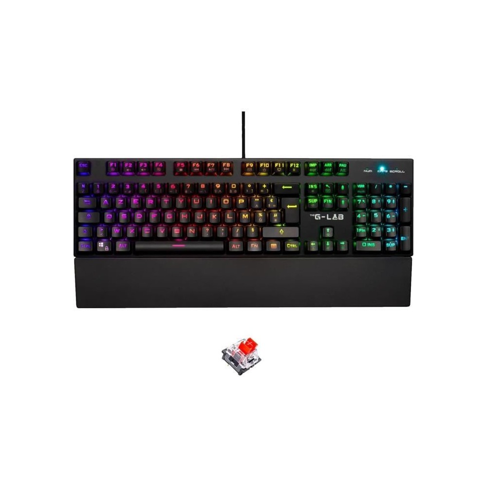 Clavier Gamer - The G-Lab - KEYZ RUBIDIUM - Mécanique (Switch Rouge) - Repose Poignet - RGB - Filaire - Azerty - Noir