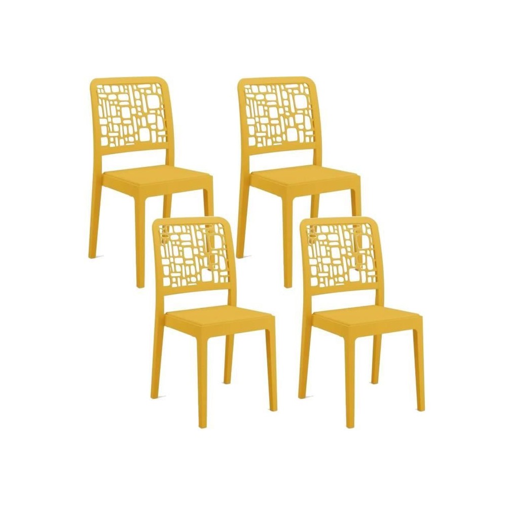 Lot de 4 chaises - ARETA - MEDEA - 51 x 46 x H88 cm - Moutarde