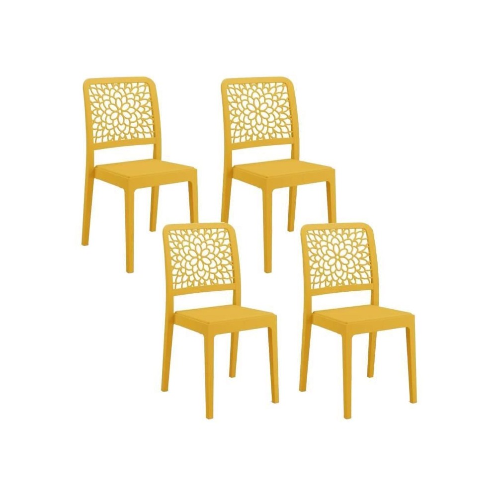 Lot de 4 chaises - ARETA - TICHE - 51 x 46 x H88 cm - Moutarde