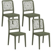 Lot de 4 chaises - ARETA - TICHE - 51 x 46 x H88 cm - Vert olive