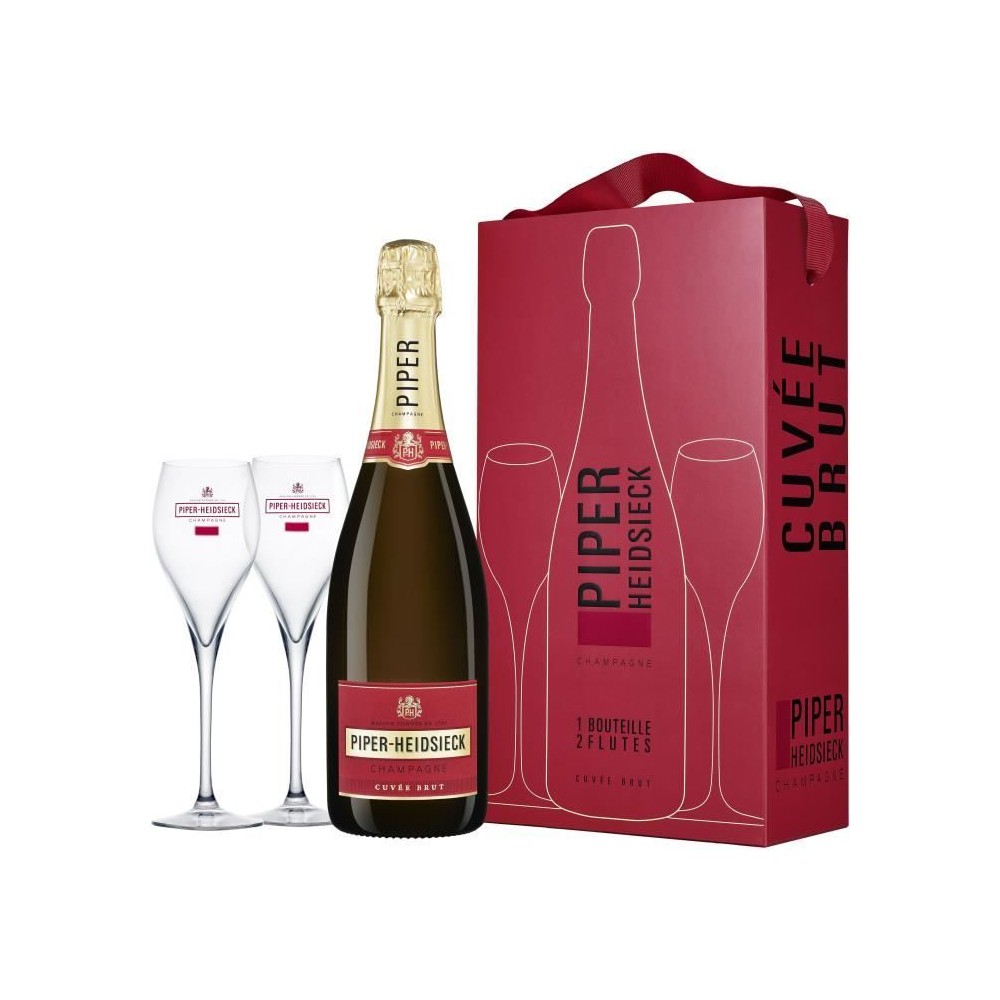 Champagne Piper Heidsieck Cuvée Brut Coffret 2 flûtes Brut - 75 cl