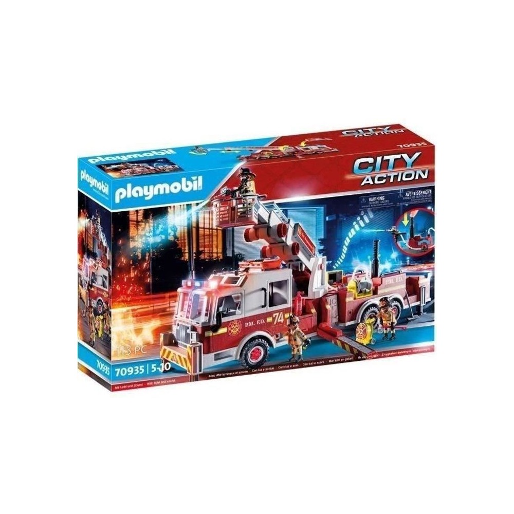 PLAYMOBIL 70935 Camion de pompiers avec échelle, City Action, Les pom