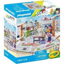 PLAYMOBIL Color 71514 Salon de toilettage, Crayons Crayola pour dessin