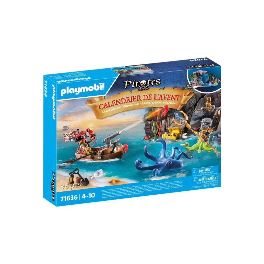 PLAYMOBIL 71636 Calendrier l'Avent Pirate, 24 surprises, 98 pieces, De