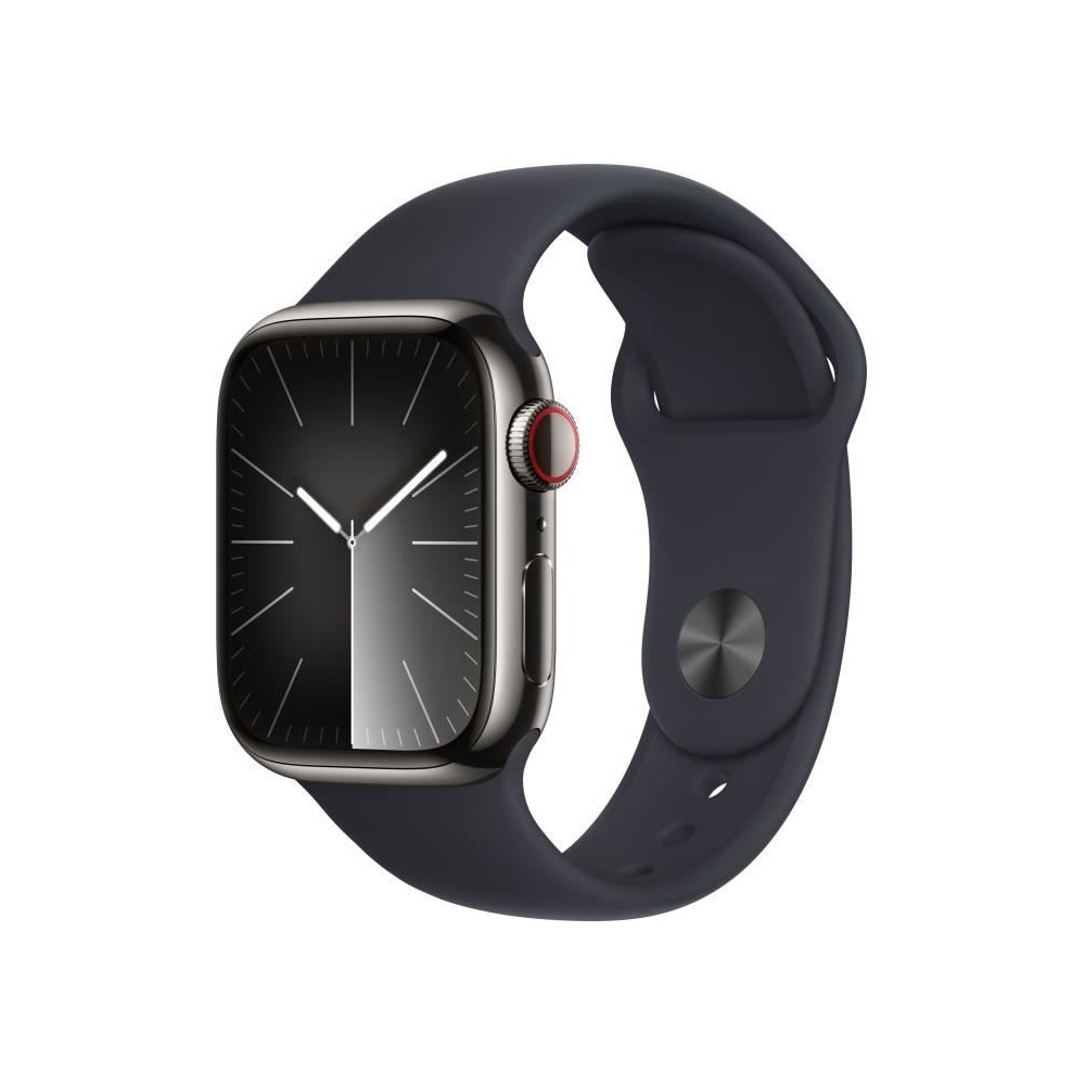 Apple Watch Series 9 GPS + Cellular - 41mm - Boîtier Acier Graphite - Bracelet Midnight Sport Band - S/M