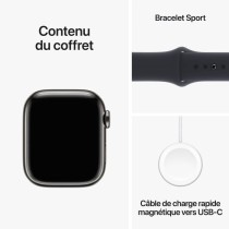 Apple Watch Series 9 GPS + Cellular - 41mm - Boîtier Acier Graphite - Bracelet Midnight Sport Band - S/M