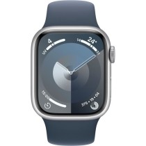 Apple Watch Series 9 GPS + Cellular - 41mm - Boîtier Silver Aluminium - Bracelet Storm Blue Sport Band - M/L