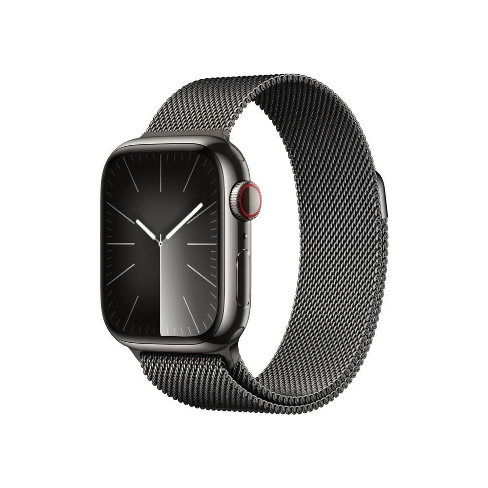 Apple Watch Series 9 GPS + Cellular - 41mm - Boîtier Acier Graphite - Bracelet Graphite Milanese Loop