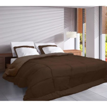 CALGARY Couette chaude Microfibre 400g/m² Choco & Moka 200x200cm