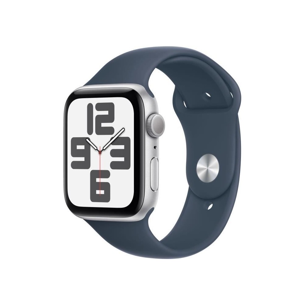 Apple Watch SE GPS - 44mm - Boîtier Silver Aluminium - Bracelet Storm Blue Sport Band - S/M