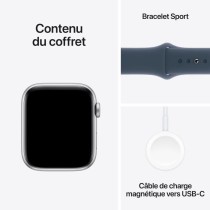 Apple Watch SE GPS - 44mm - Boîtier Silver Aluminium - Bracelet Storm Blue Sport Band - S/M