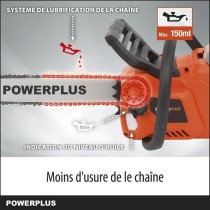 Dual Power Tronçonneuse a Batterie POWDPG7576 - 40 V,Guide de 350 mm,