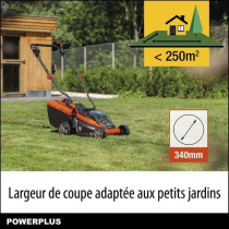 Tondeuse a batterie 20V 34 cm de coupe DUAL POWER POWDPGLWS1 - Batteri