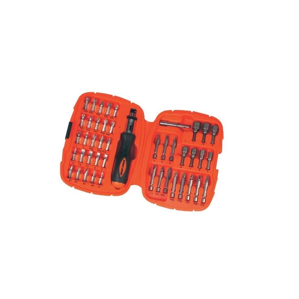 Kit Tournevis et Embouts a Cliquet (45 pieces) BLACK+DECKER - A7039-XJ