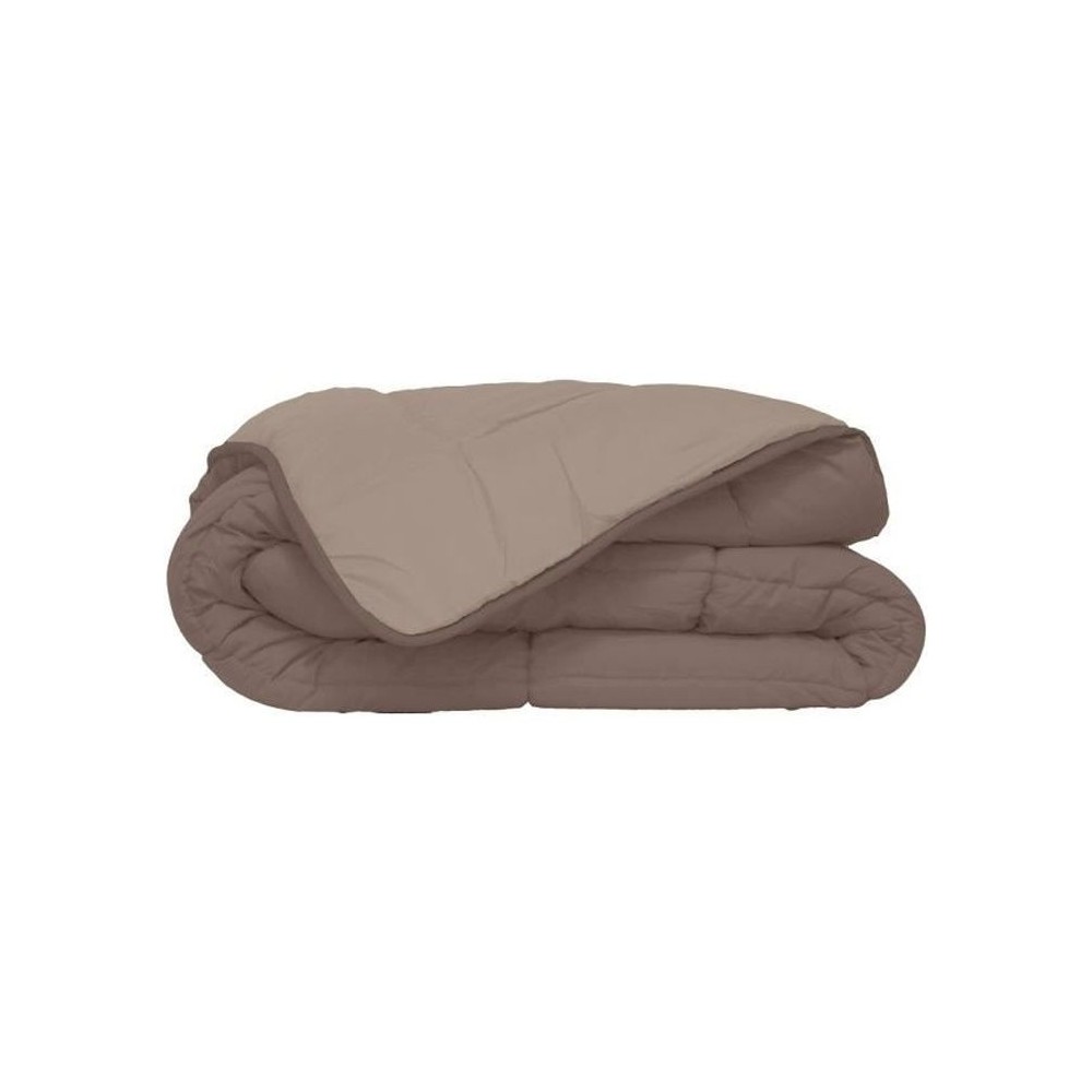 HUDSON Couette légere Microfibre 200g/m² 240x260cm Taupe & Lin