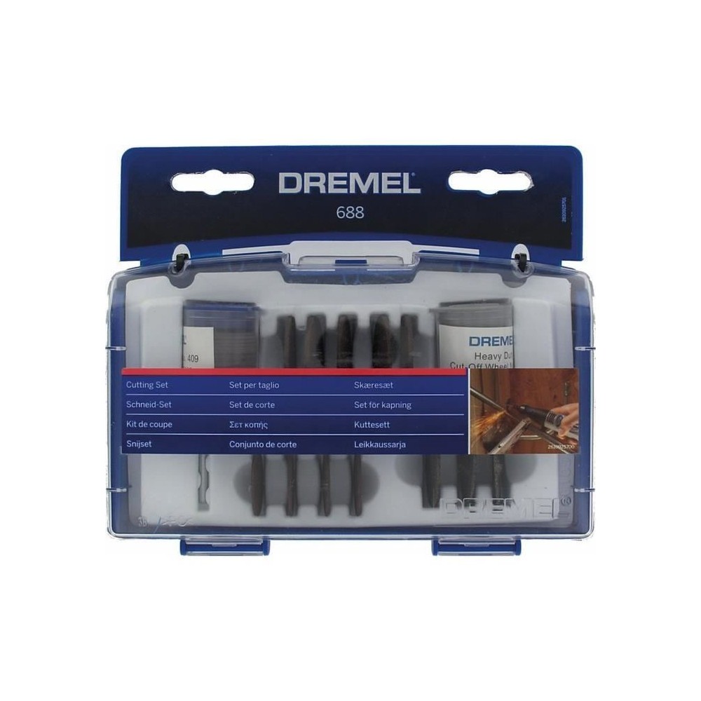 Coffret 69 accessoires DREMEL 688 - Assortiment de 68 disques a tronçonner dans un coffret pratique