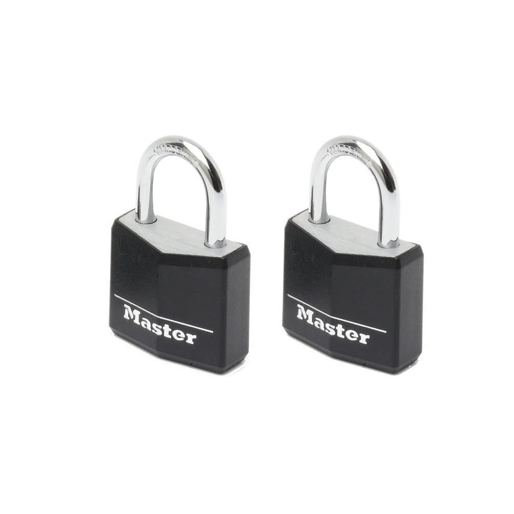 Cadenas en aluminium MASTERLOCK 30mm avec couverture vinyle noire - Lot de 2