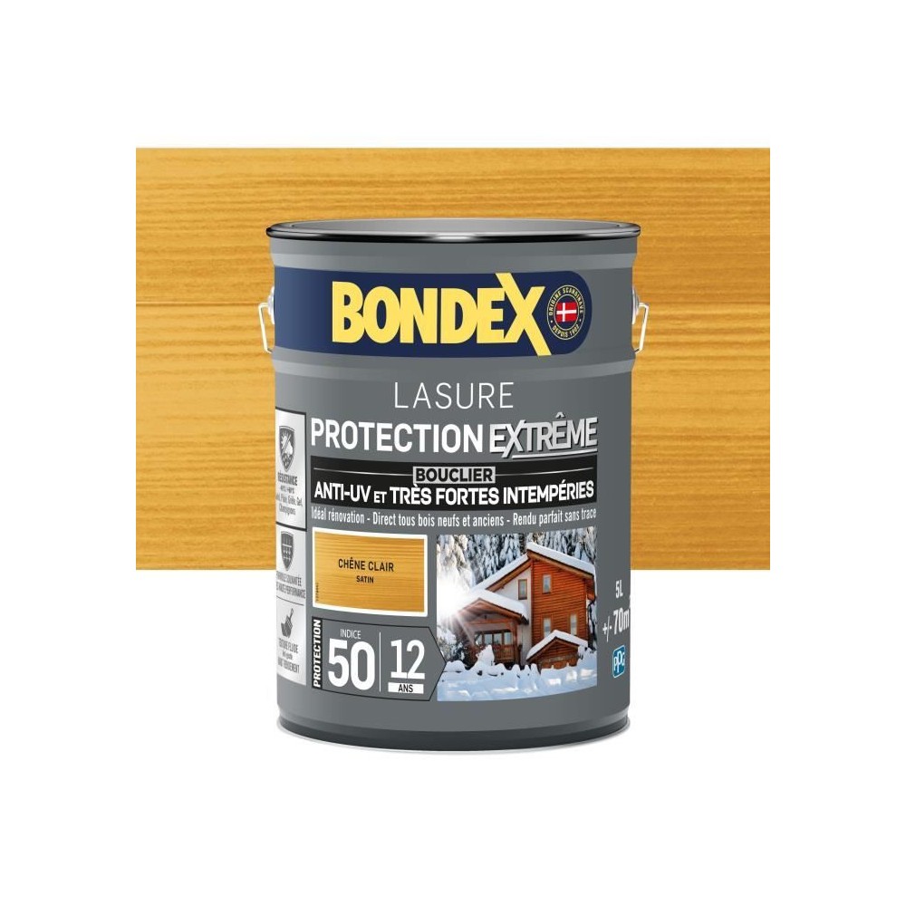 Lasure pour bois protection extreme 12 ans chene clair 5L Bondex