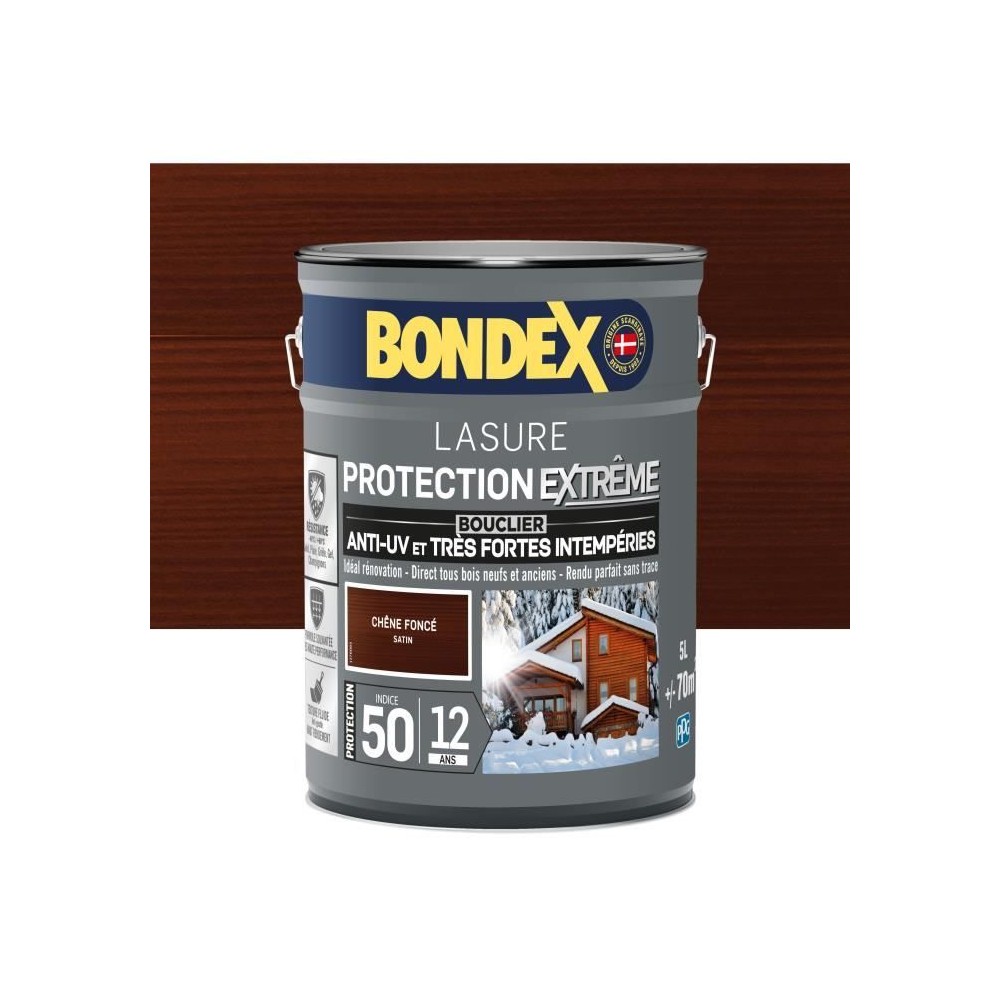 Lasure pour bois protection extreme 12 ans chene fonçé 5L Bondex