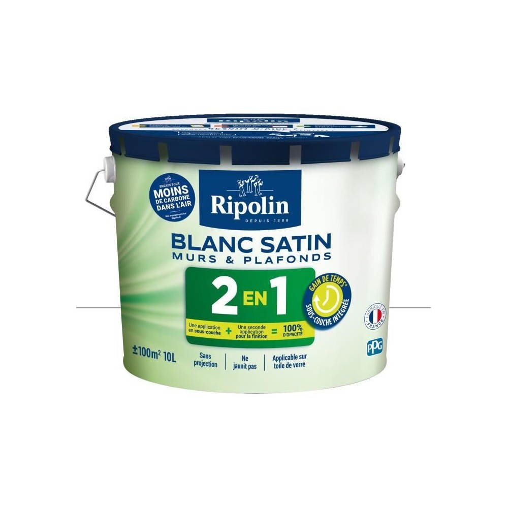 RIPOLIN Peinture blanche pour murs et plafonds avec sous-couche intég