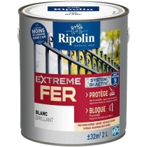 Peinture fer - RIPOLIN - 396027 - Blanc - Brillant - 2 L