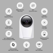 Caméra de surveillance REAL ME SMART - Vision a 360° - Infrarouge - Détection de mouvement - Blanc