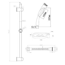 ROUSSEAU Barre de douche + douchette sans robinet Stop'o