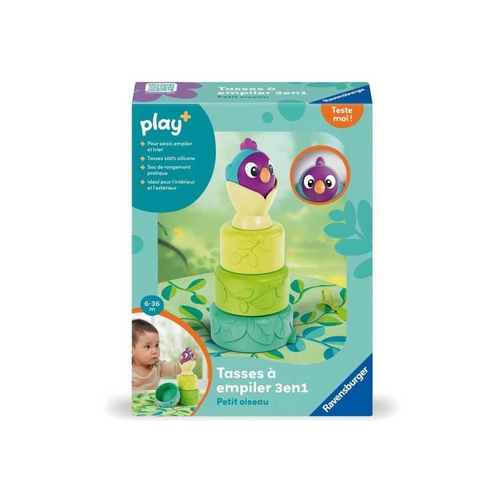 Ravensburger play+, Tasses a empiler - Petit oiseau , 0-12 mois, Premi