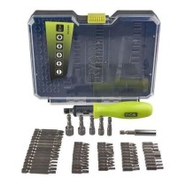 RYOBI - Coffret 59 accessoires vissage - boulonnage PH / PZ / SL / HEX / TX avec tournevis a cliquet - RAK59SD