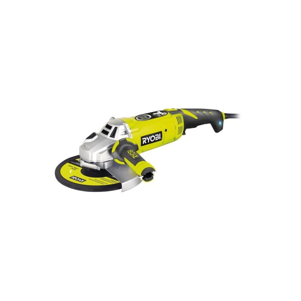 RYOBI - Meuleuse d'angle 2000 W 230 mm - 6 600 tr/min - poignée orientable 180° + disque métal 230 mm & clé de service - EAG