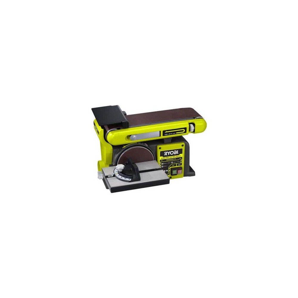 RYOBI - Ponceuse stationnaire a bande & disque 370 W - moteur induction + bande ponçage, disque ponçage, support & guide - RBD