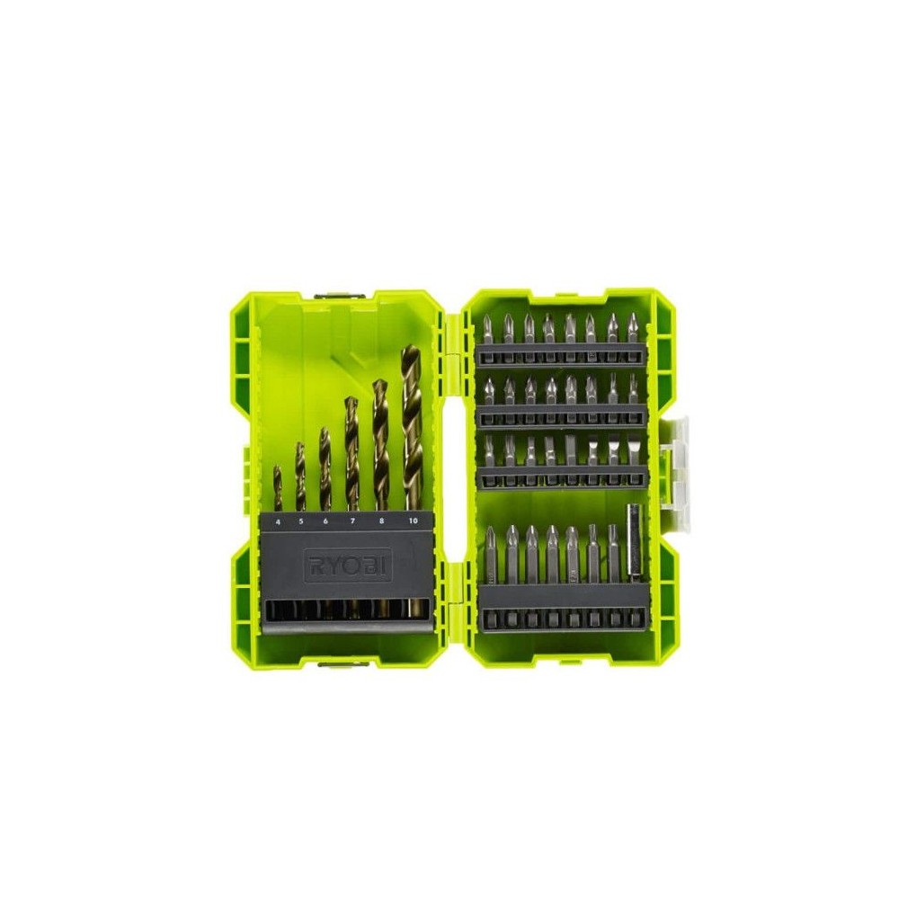 RYOBI - Coffret empilable 38 accessoires mixtes perçage - vissage : 6 forets HSS + embouts & 1 porte-embout - RAK38SDD