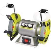 RYOBI - Touret a meuler 250 W + meule a ébavurer, meule de finition, 2 pare-éclats transparents et 2 porte-pieces - RBG6G1