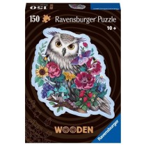 Puzzle en bois Hibou floral 150 pieces robustes et naturelles dont 15