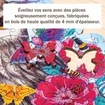 Puzzle en bois Hibou floral 150 pieces robustes et naturelles dont 15