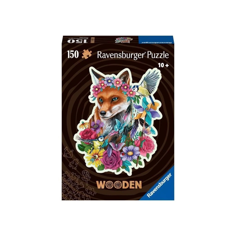 Puzzle en bois Renard coloré 150 pieces robustes et naturelles dont 1