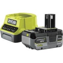 RYOBI - 1 batterie lithium+ 18V ONE+ 4,0 Ah compacte et 1 chargeur rapide 2,0 A - RC18120-140X