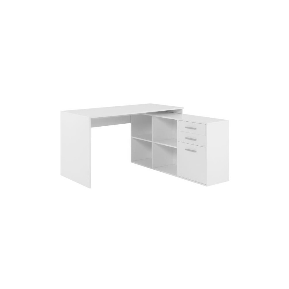 Bureau d'angle London - Panneaux de particules - Décor blanc - 136 x