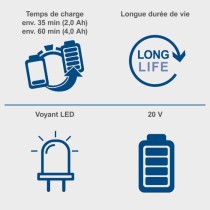 Chargeur double - SCHEPPACH - 4,5 A - SDBC4.5A - Charge simultanément deux batteries Li-ion de la gamme Scheppach 20V IXES